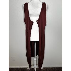 Susina Womens Brown Sleeveless Button-Up Duster Cardigan Vest Plus Size 2X EUC